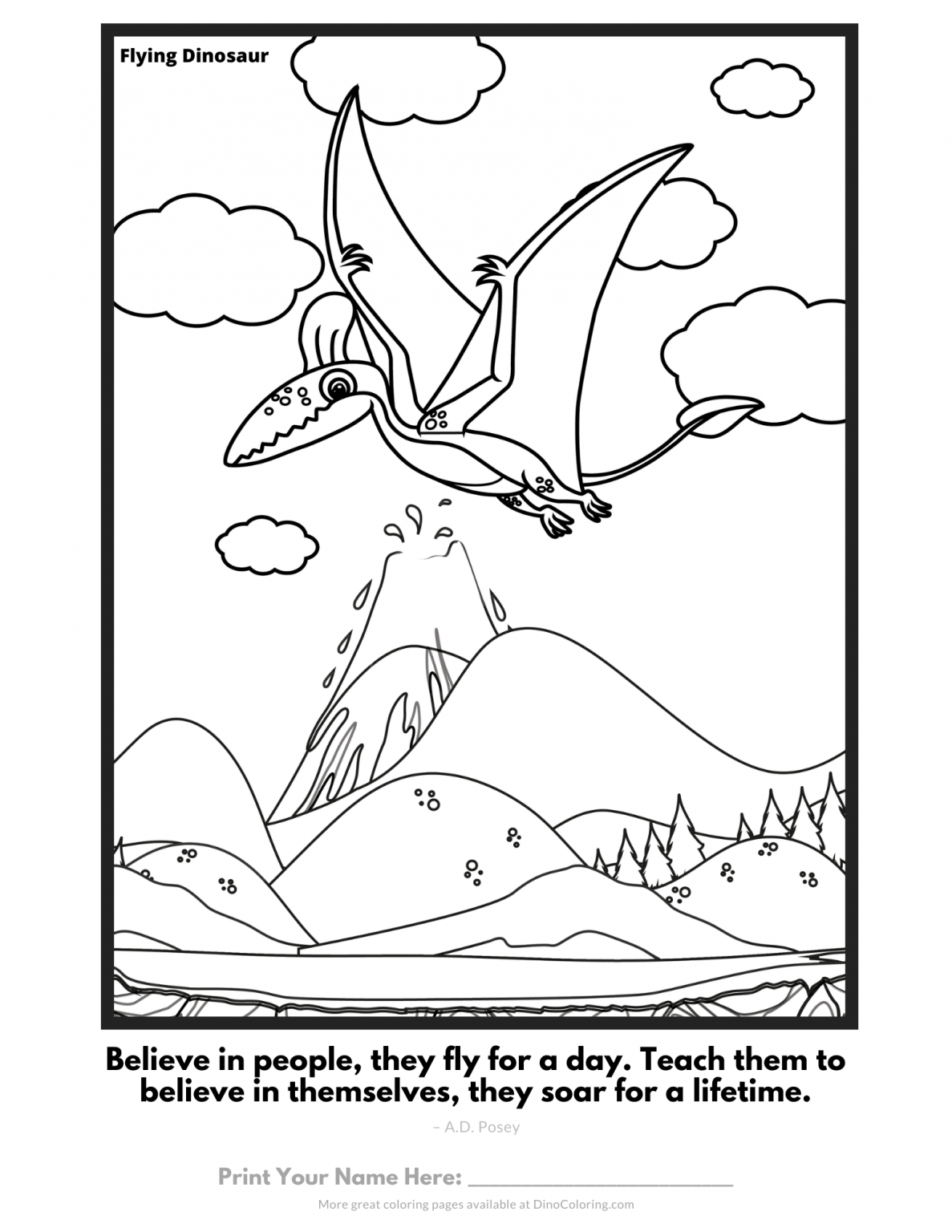 Flying baby Dinosaur Dinosaur Coloring Pages