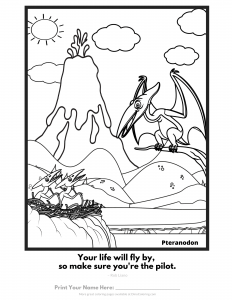 Mother Feeding Her Baby Pteranodons - Dinosaur Coloring Pages