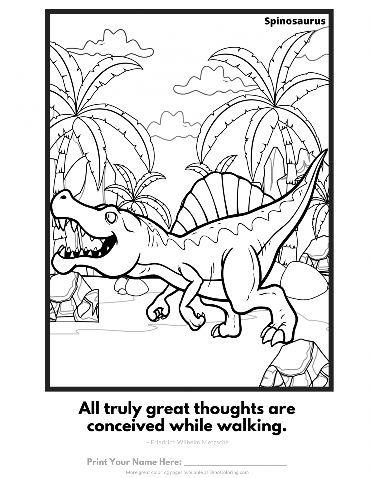 Spinosaurus Playing Around - Dinosaur Coloring Pages