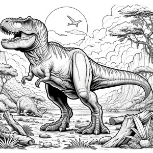 realistic t-rex out for a stroll in a field