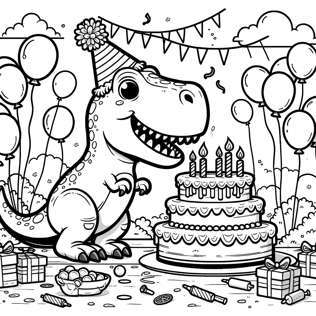 young t-rex getting ready to blow out his candles