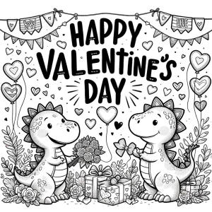 young dinos decorating for their Valentine's Day party