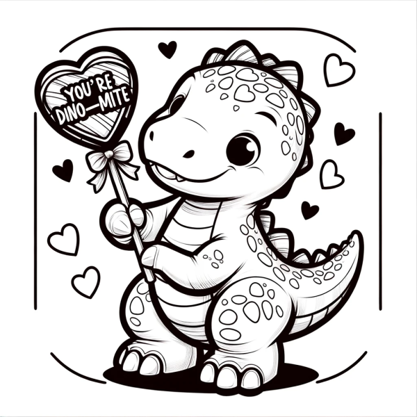 Young Dino Gives Candy To A Dino-mite Friend For Valentine's Day 